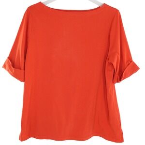 Lauren Ralph Lauren Boat Neck Cuffed Sleeve Top 2X Orange